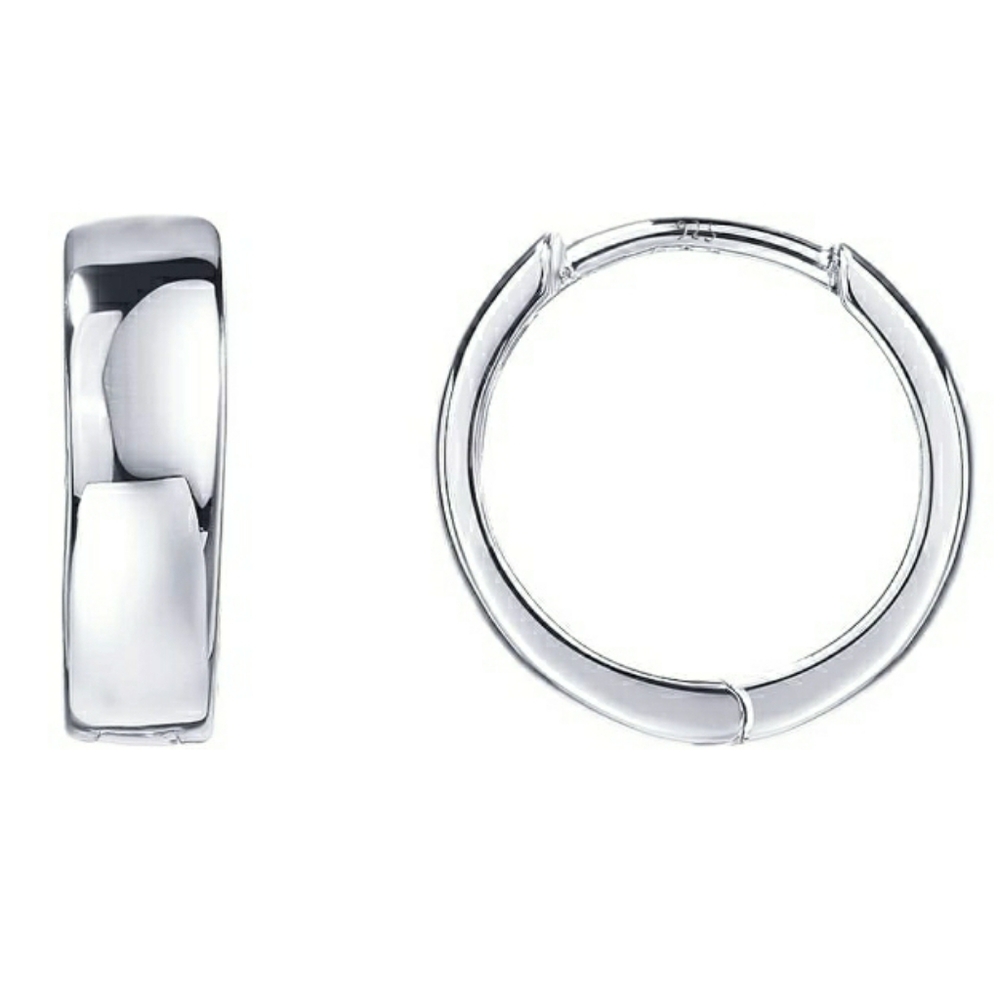 14K White Gold Plated 925 Sterling Silver Post Huggie Earrings